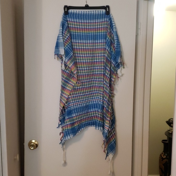 Spring Multicolored Rectangle Fringe Scarf - Picture 2 of 4